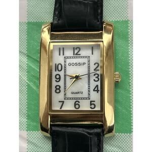 Gossip Gold Tone Black Leather Band Women’s Quartz Watch